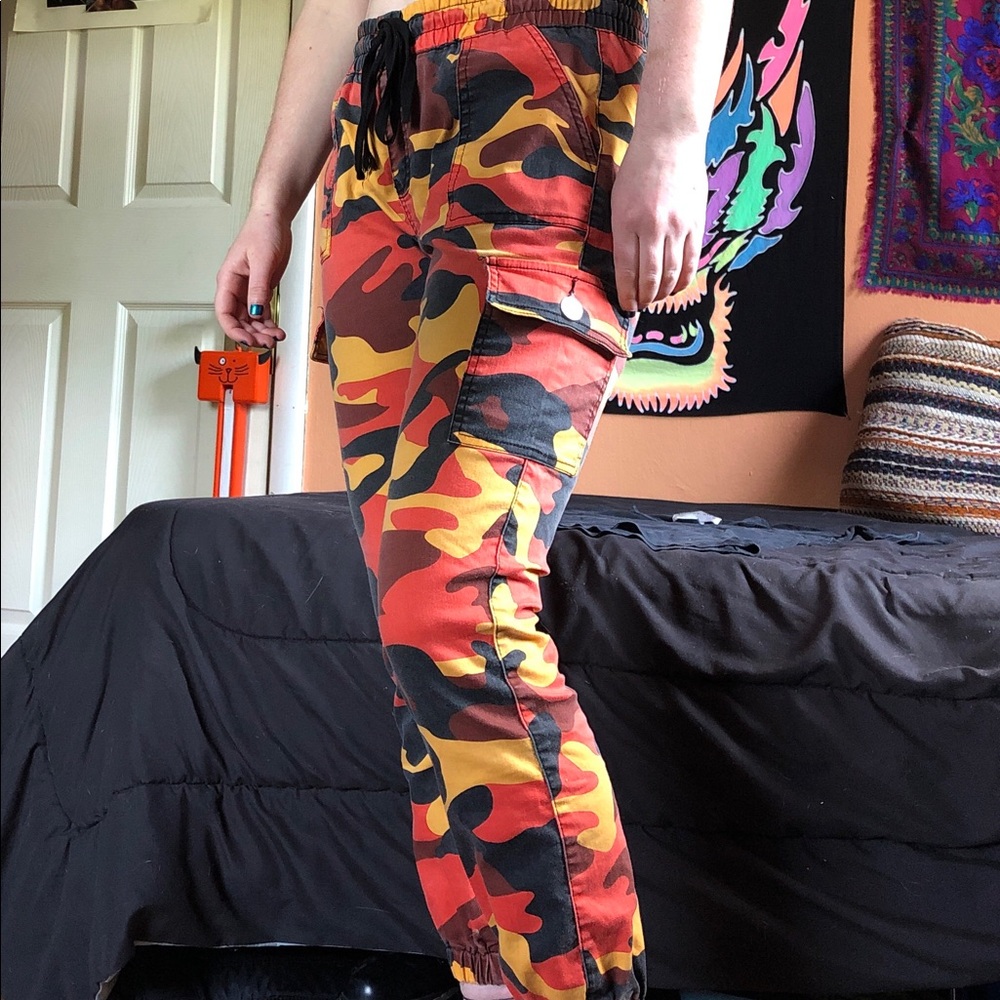 Orange Camo Cargo Pants